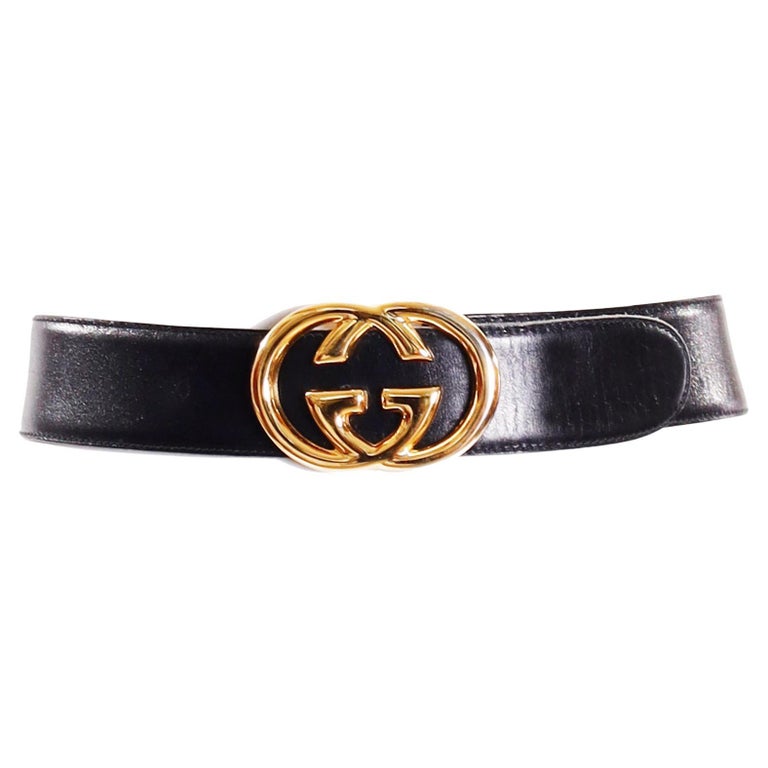Leather belt with Double G buckle