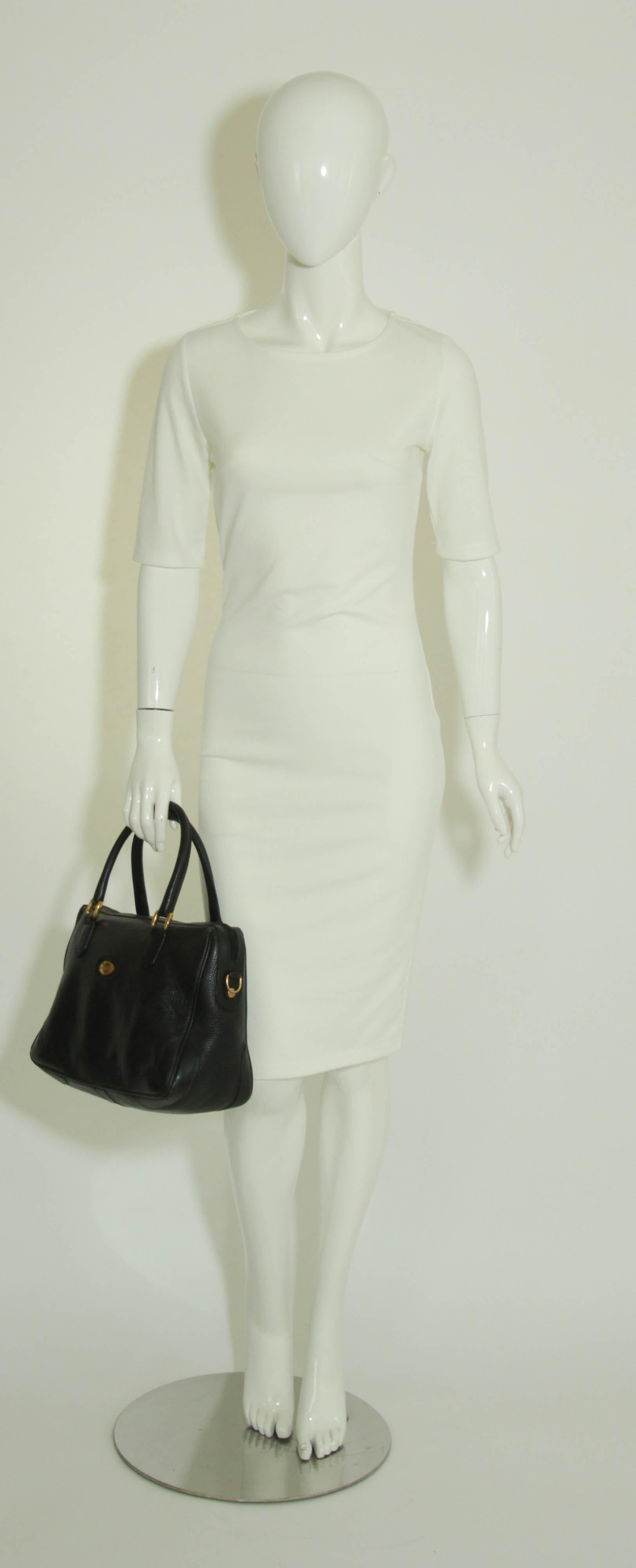 Vintage GUCCI Black Leather Boston Top Handle Bag In Good Condition For Sale In North Hollywood, CA