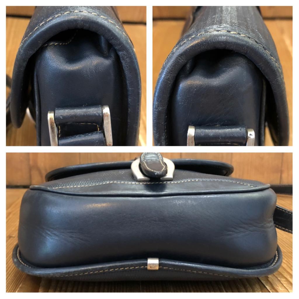 Vintage GUCCI Navy Leather Equestrian Crossbody Bag In Fair Condition In Bangkok, TH
