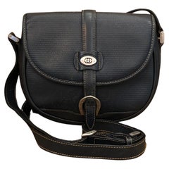 Vintage GUCCI Marineblaue Crossbody-Tasche aus Leder für Reiter
