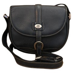 Retro GUCCI Navy Leather Equestrian Crossbody Bag