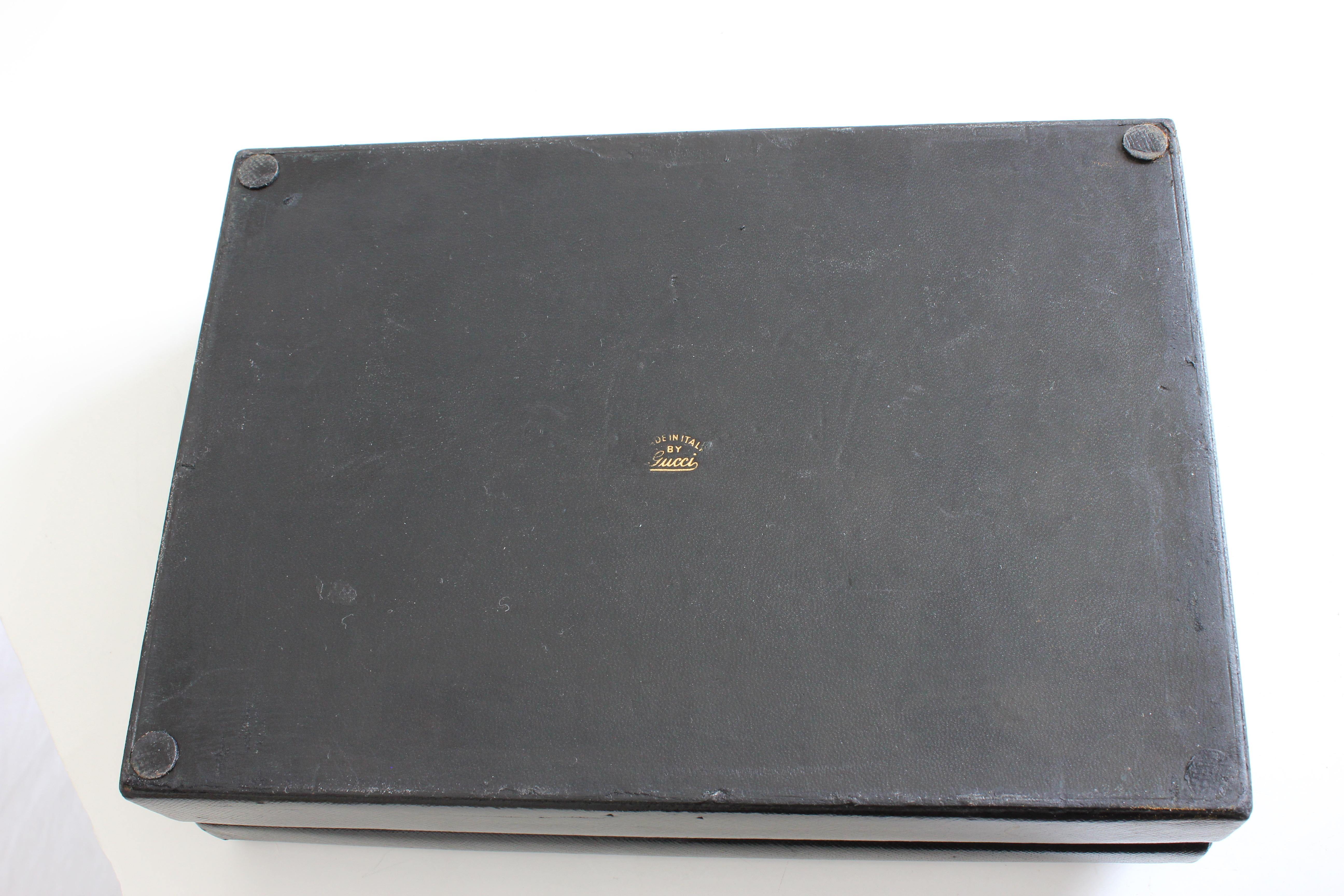 Vintage Gucci Black Leather Jewelry Case Trinket Box Home Decor  3