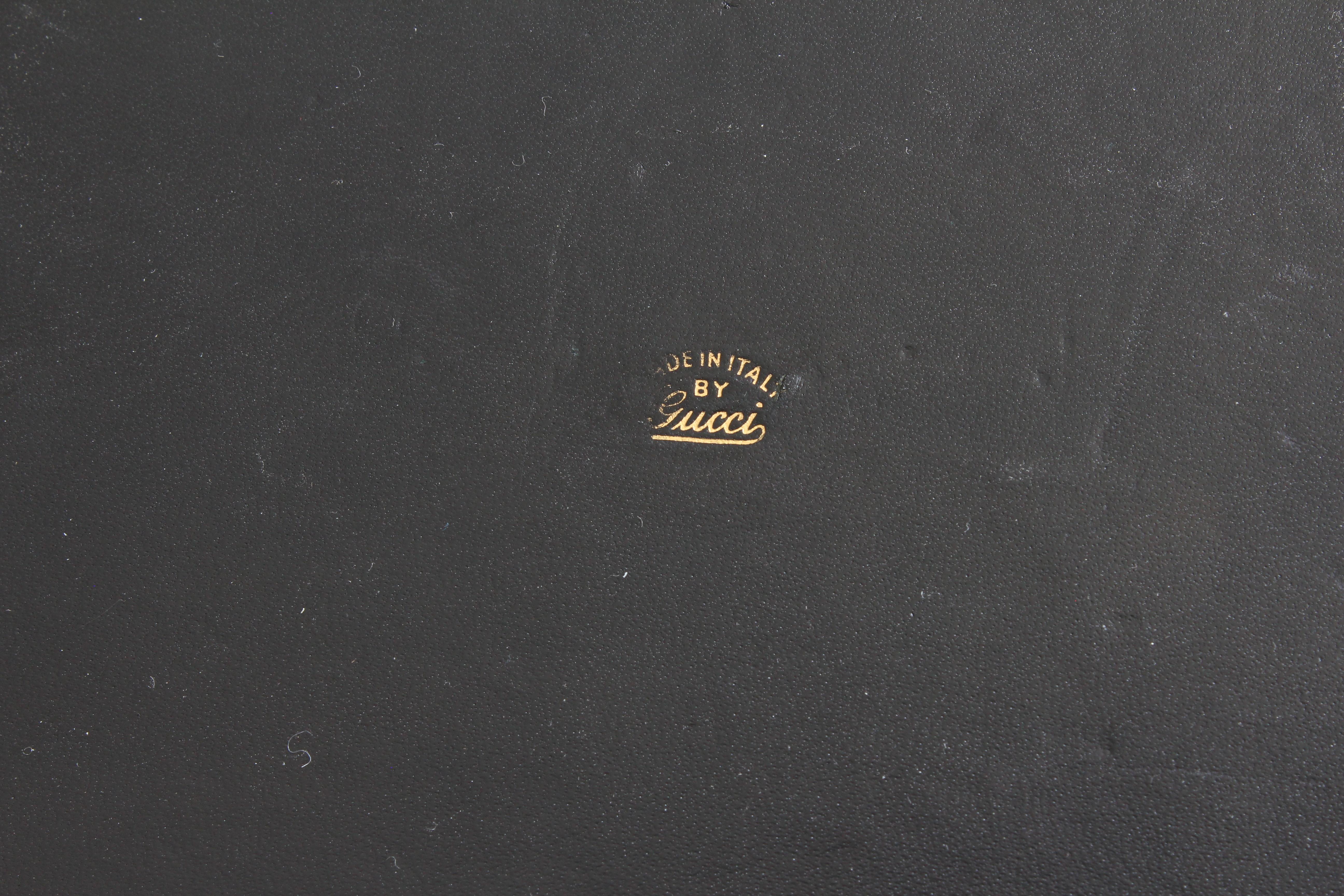 Vintage Gucci Black Leather Jewelry Case Trinket Box Home Decor  5