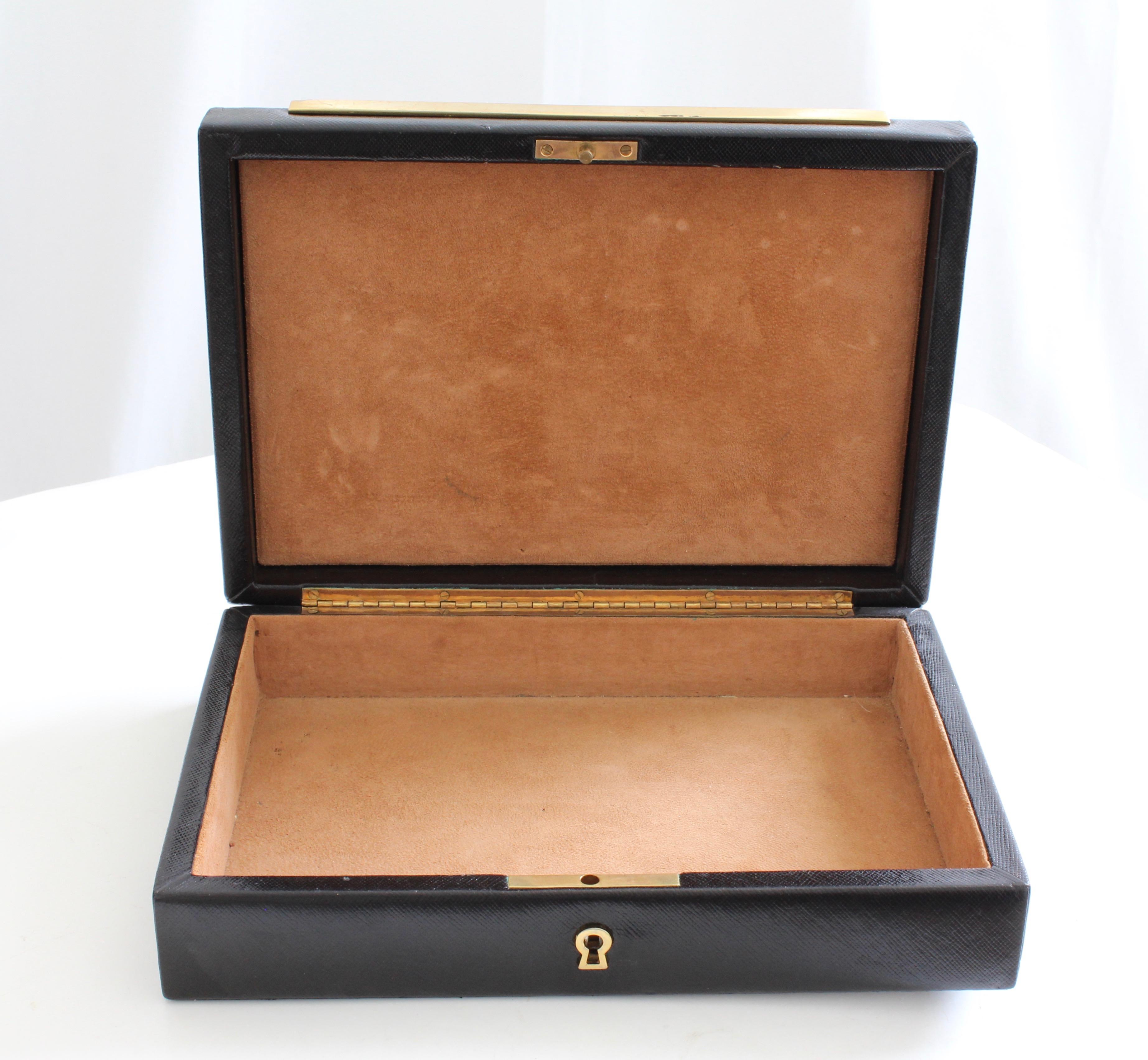 Vintage Gucci Black Leather Jewelry Case Trinket Box Home Decor (Schwarz)