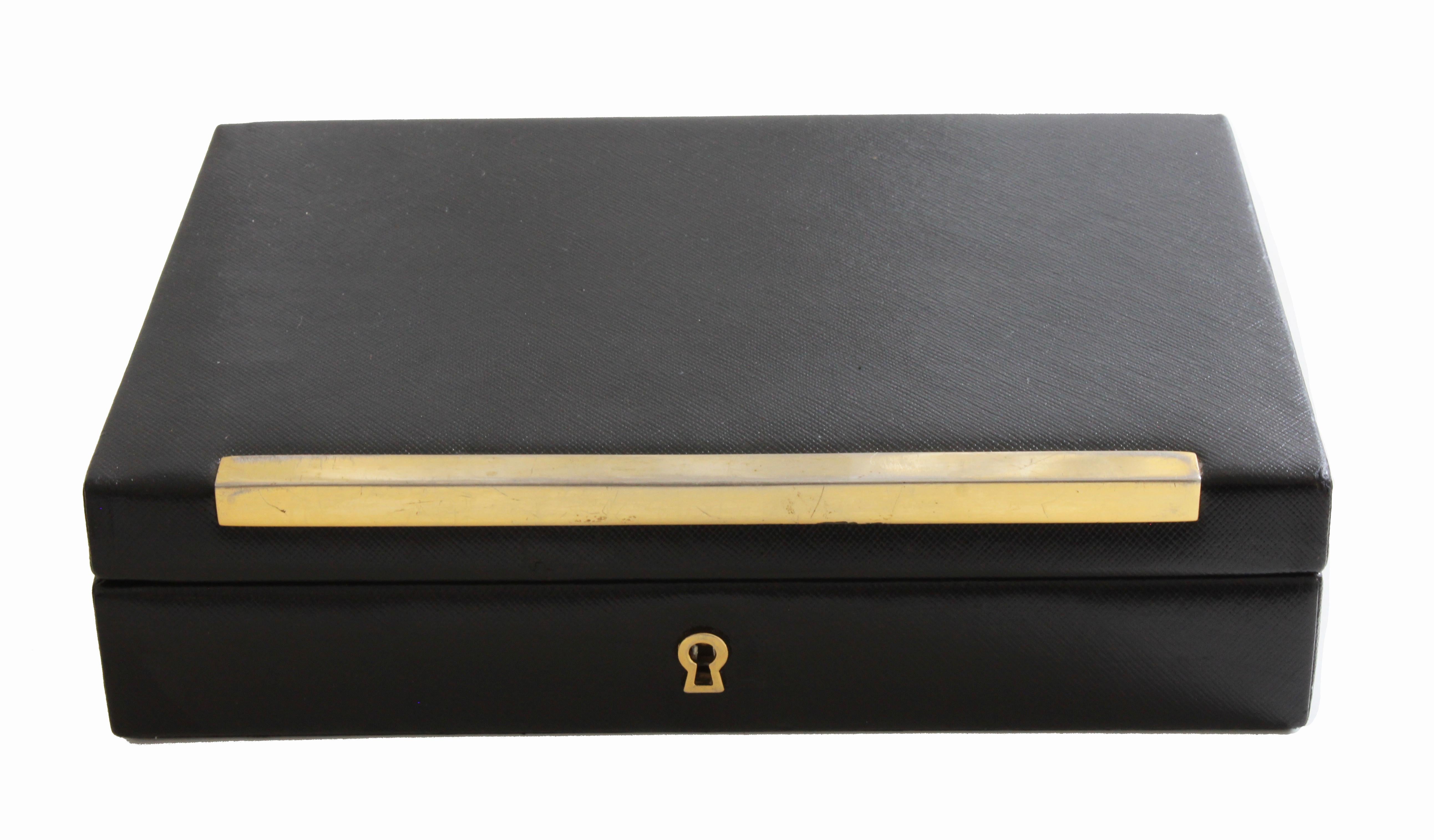 Vintage Gucci Black Leather Jewelry Case Trinket Box Home Decor im Zustand „Gut“ in Port Saint Lucie, FL