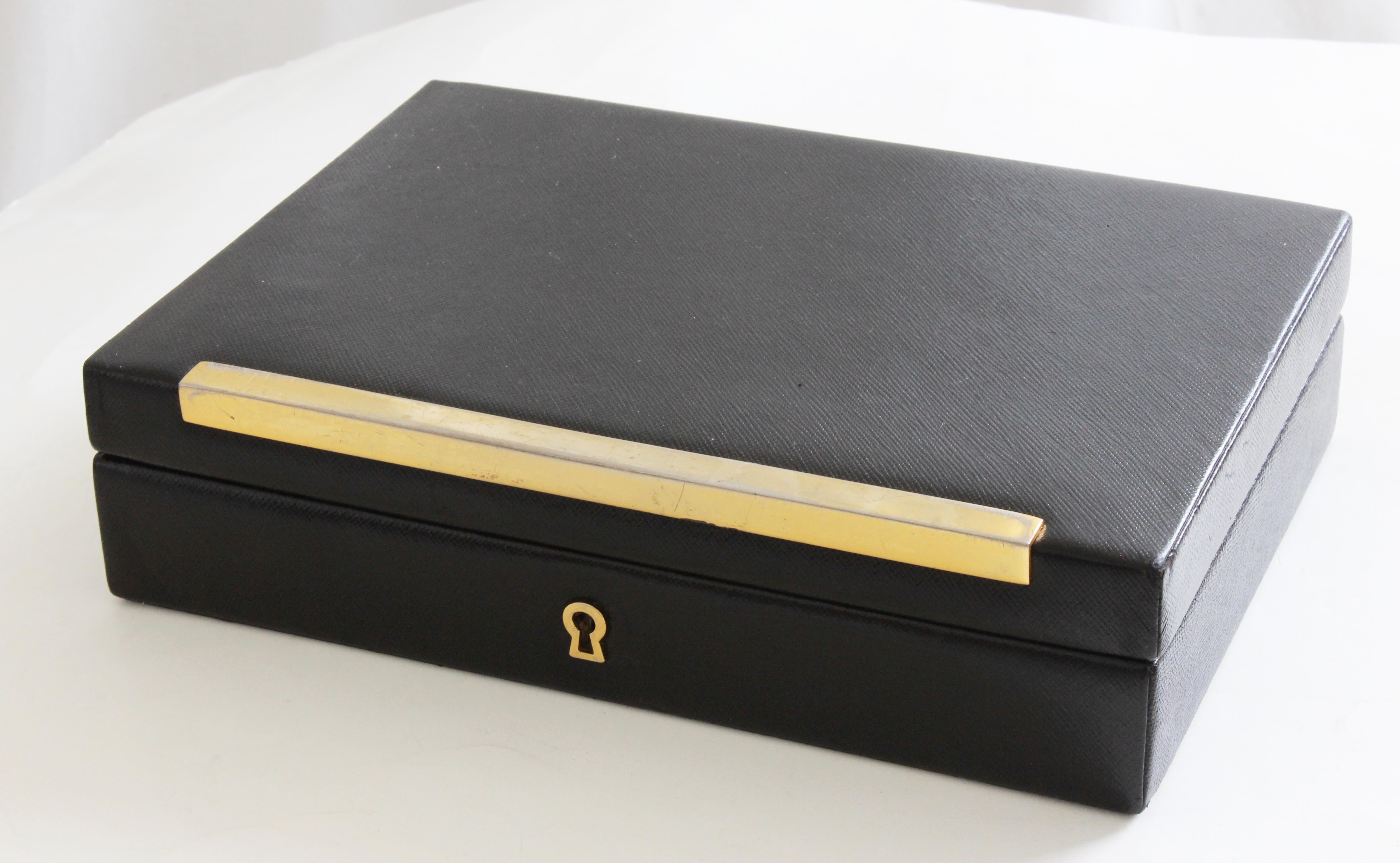 Vintage Gucci Black Leather Jewelry Case Trinket Box Home Decor für Damen oder Herren