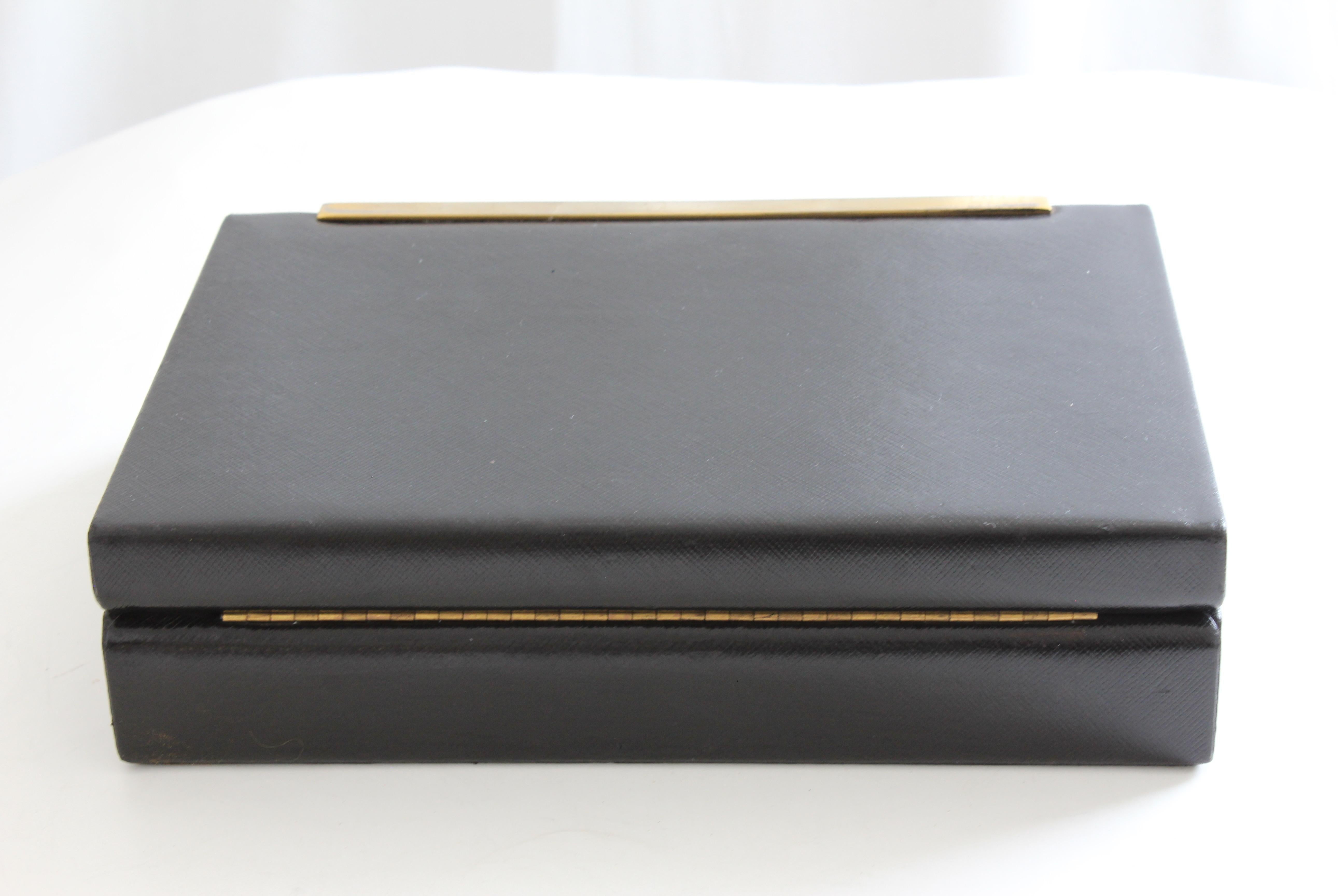 Women's or Men's Vintage Gucci Black Leather Jewelry Case Trinket Box Home Decor 