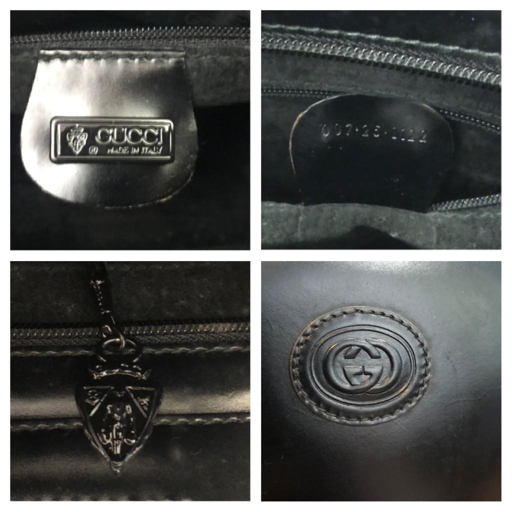 Vintage GUCCI Calfskin Leather Mini Book Tote Bag Black For Sale 6