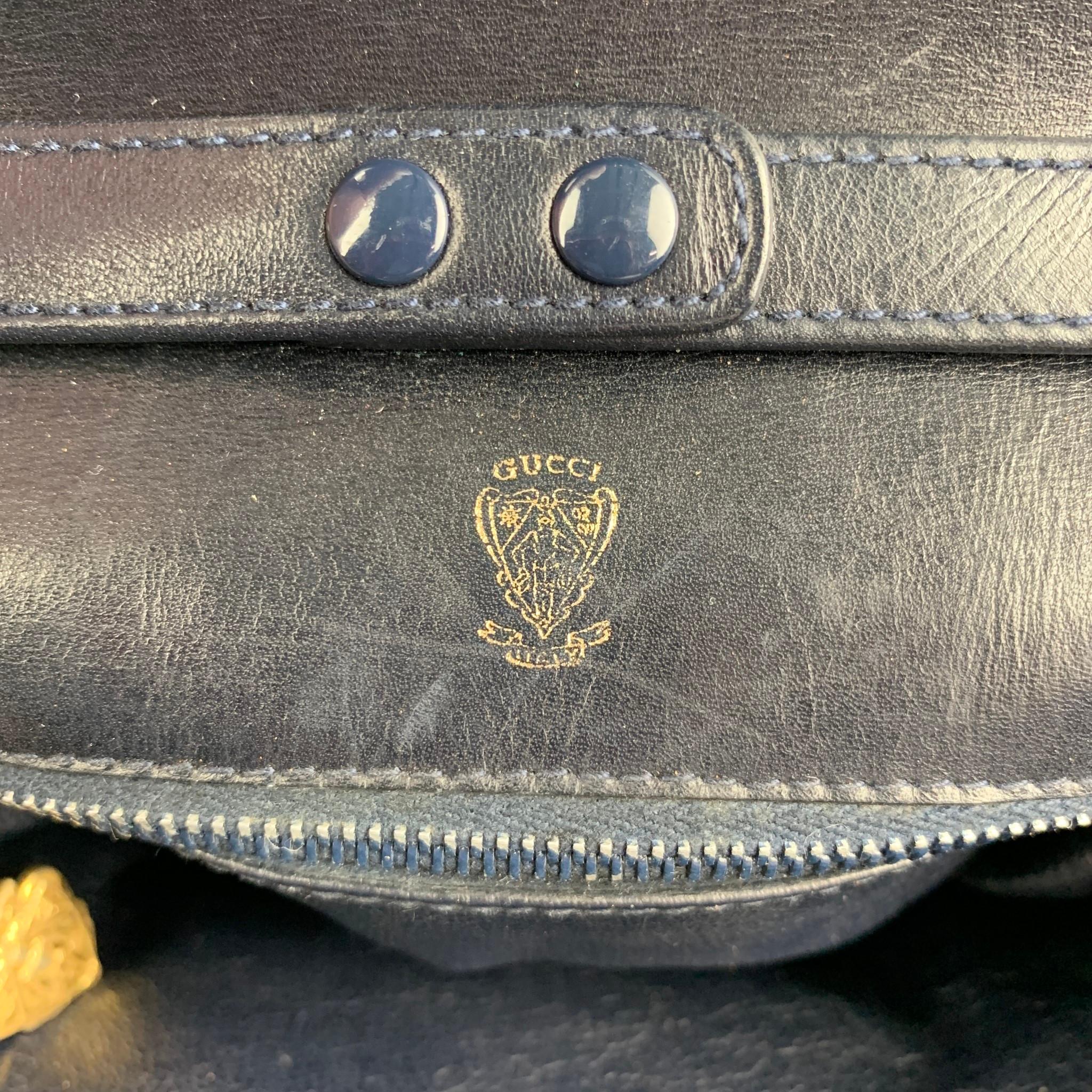 Vintage GUCCI Black Leather Shoulder Handbag 2