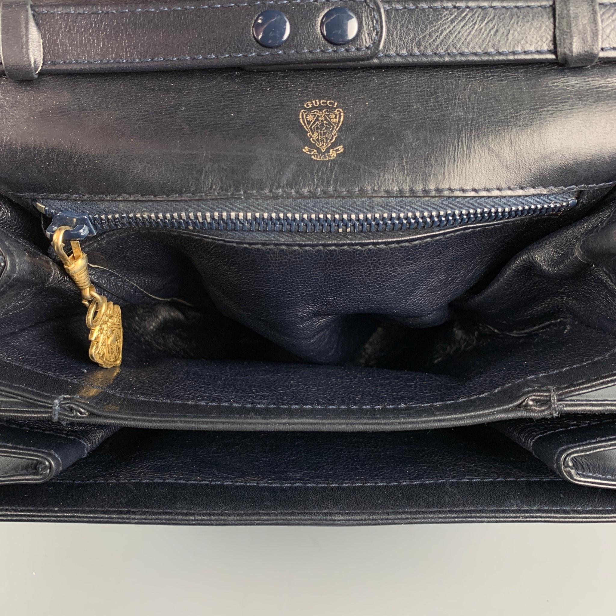 Vintage GUCCI Black Leather Shoulder Handbag 5