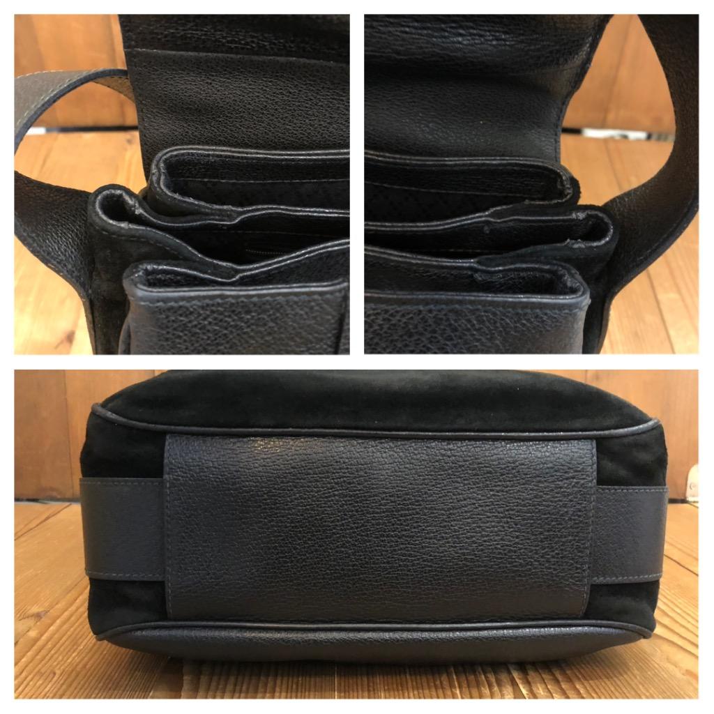 Vintage GUCCI Black Nubuck Leather Saddle Camera Bag Unisex Mens In Good Condition For Sale In Bangkok, TH