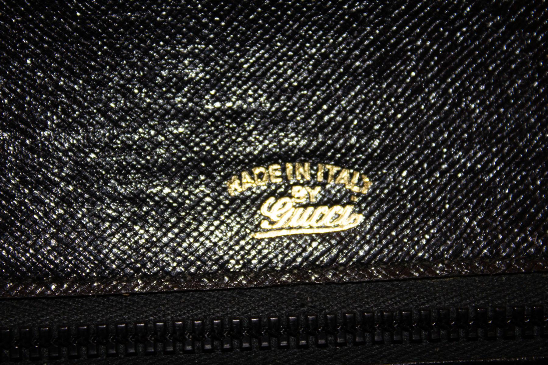Vintage Gucci Black Leather Top  Handle Handbag For Sale 1