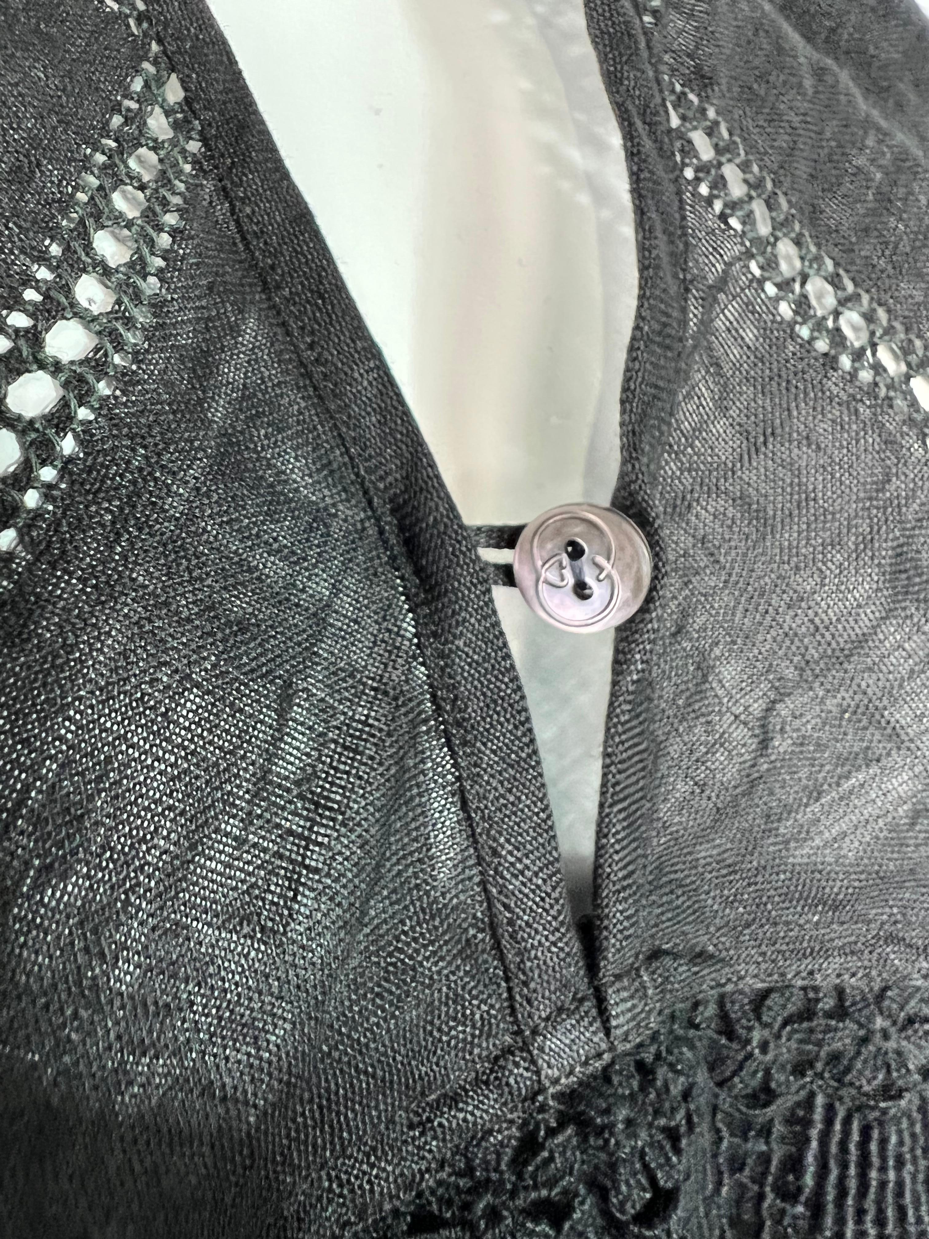 Camicetta vintage Gucci in lino nero, taglia 42 in vendita 3