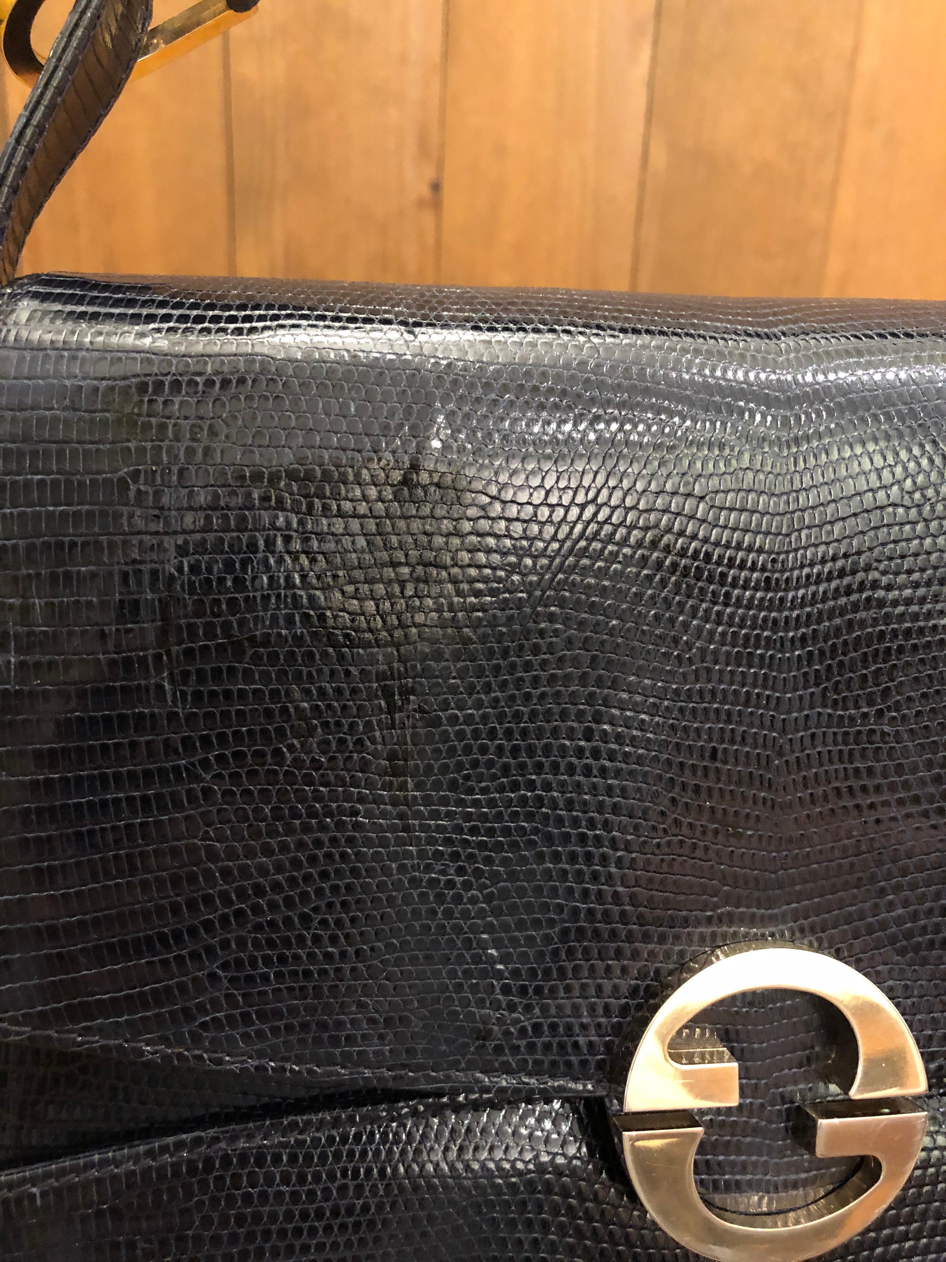Vintage GUCCI Black Leather Box Shoulder Bag For Sale 2