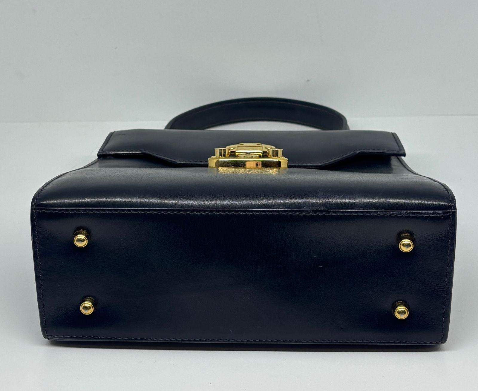 Vintage Gucci Black Small Lady Lock Top Handle Bag For Sale 11