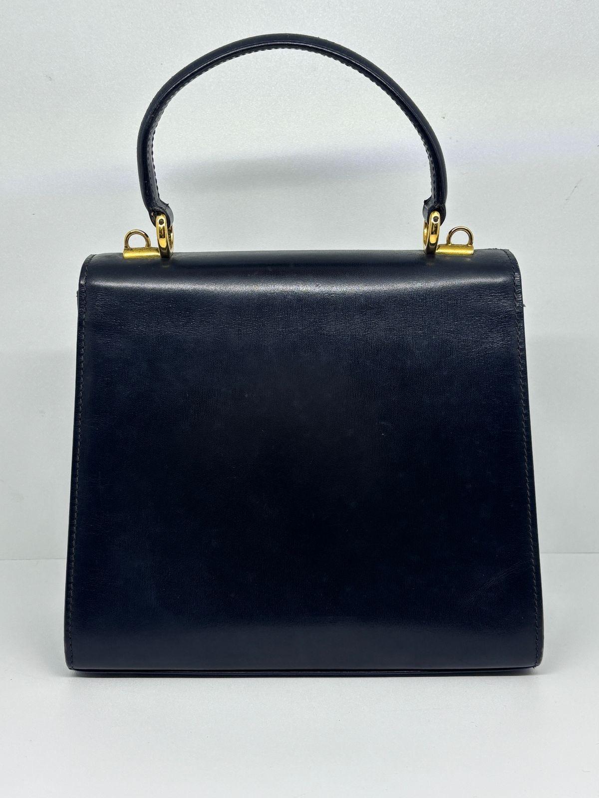 Vintage Gucci Black Small Lady Lock Top Handle Bag For Sale 4