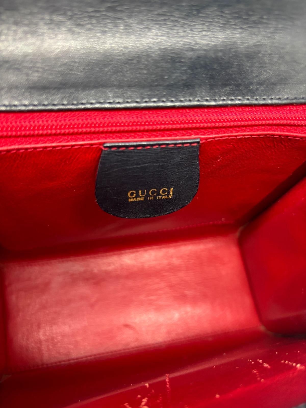 Vintage Gucci Black Small Lady Lock Top Handle Bag For Sale 5