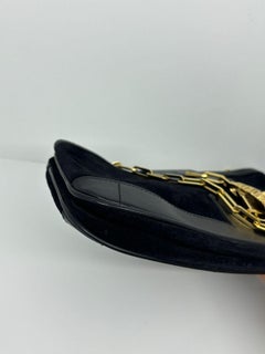 Vintage Gucci Black Suede Tiger Head Chain Bag