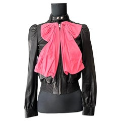 Vintage Gucci Bow Accent Leather Biker Jacket