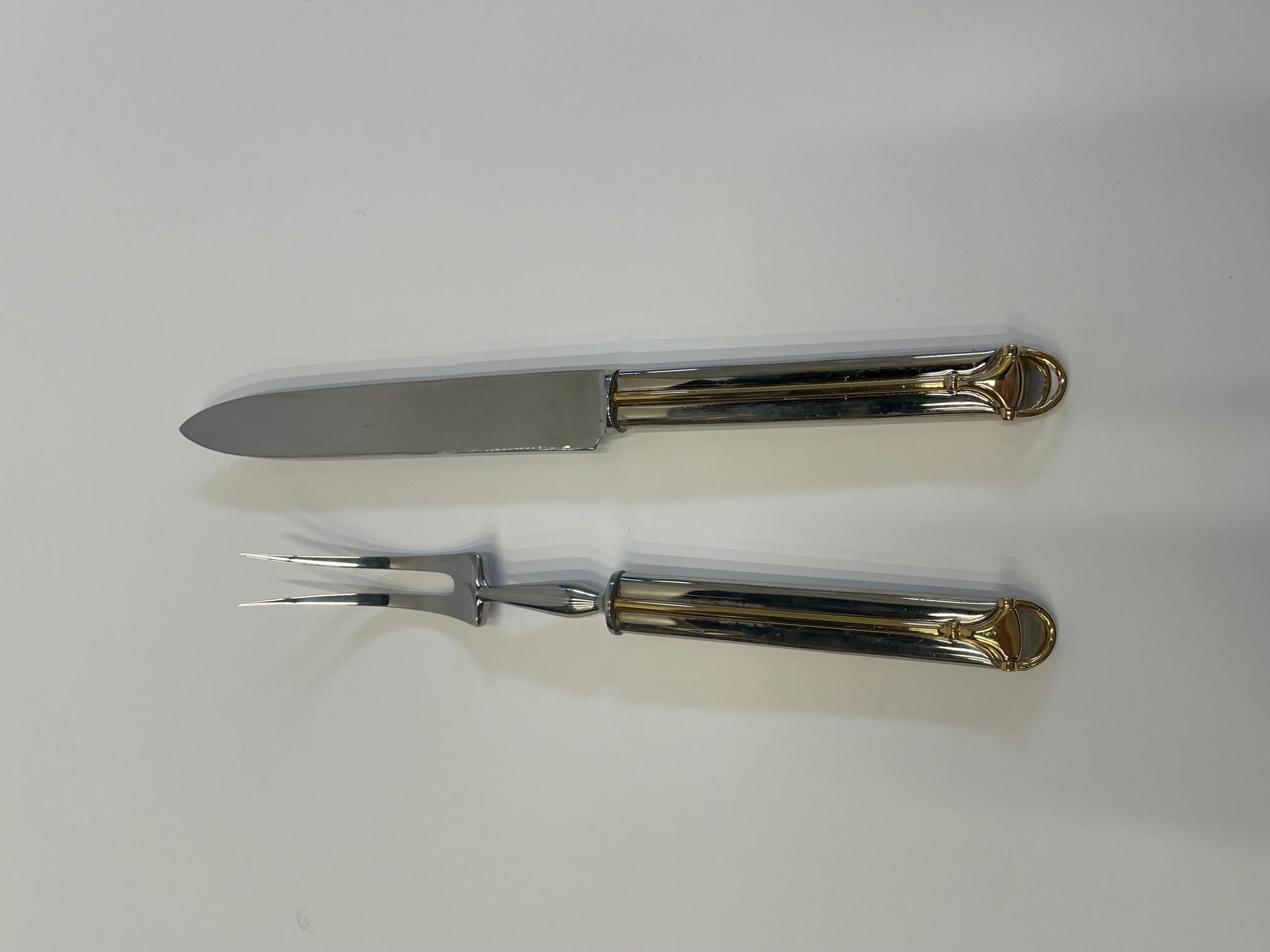 Plats de service vintage en laiton et chrome Gucci en vente 10