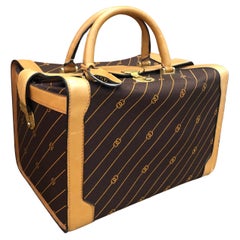 Vintage GUCCI Brown GG Monogram Jacquard Soft-Sided Vanity Trunk Bag Unisex