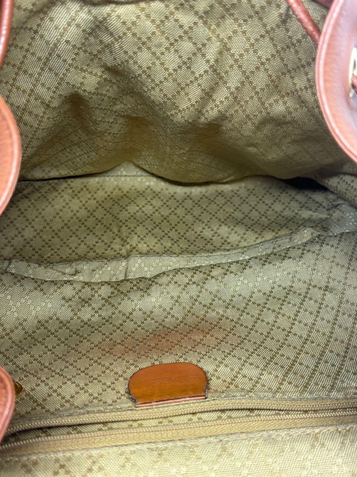 Marron Sac à dos vintage Gucci en cuir Brown Bamboo en vente