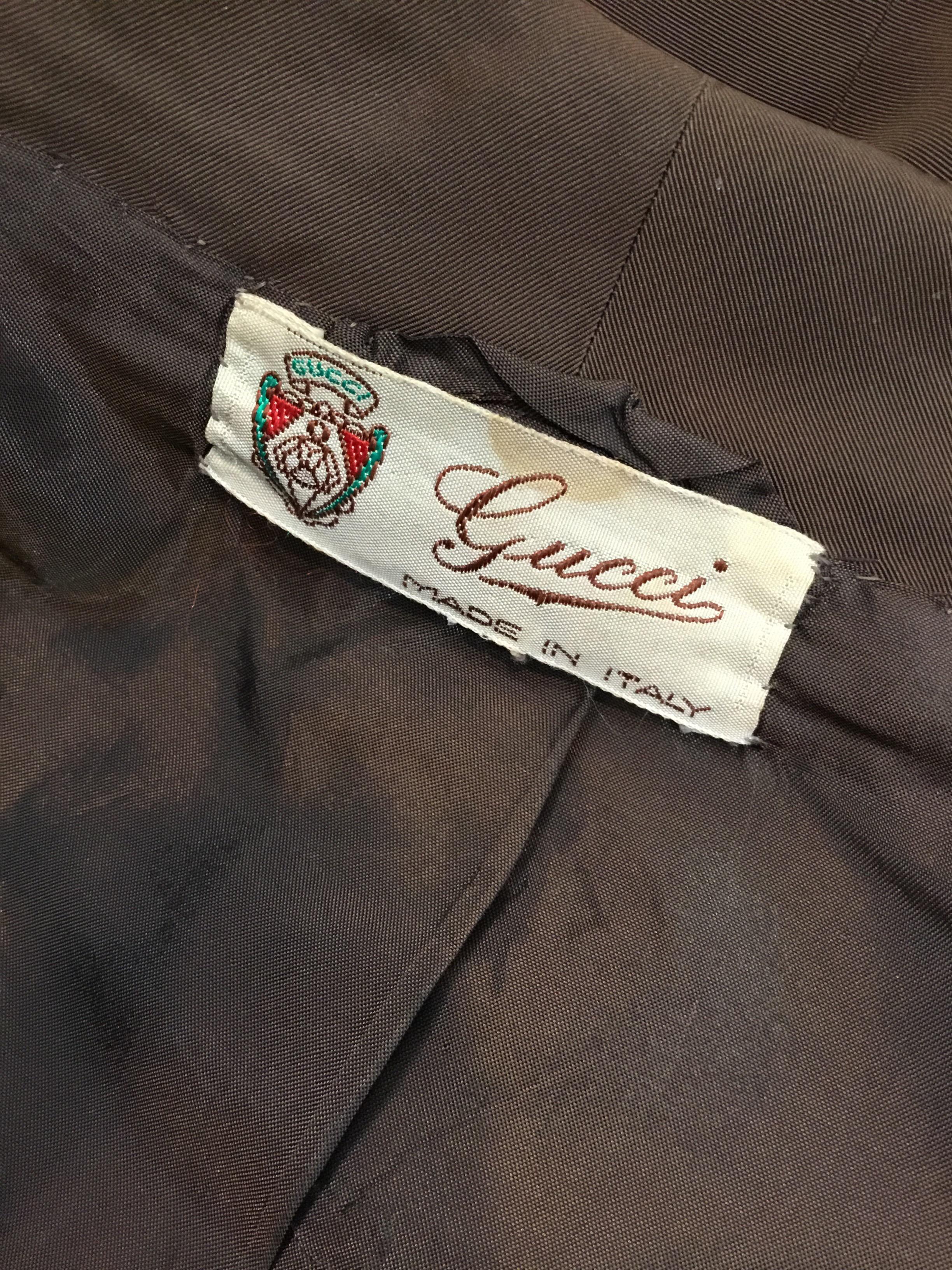 Black Vintage Gucci Brown Waterproof Silk Jacket For Sale