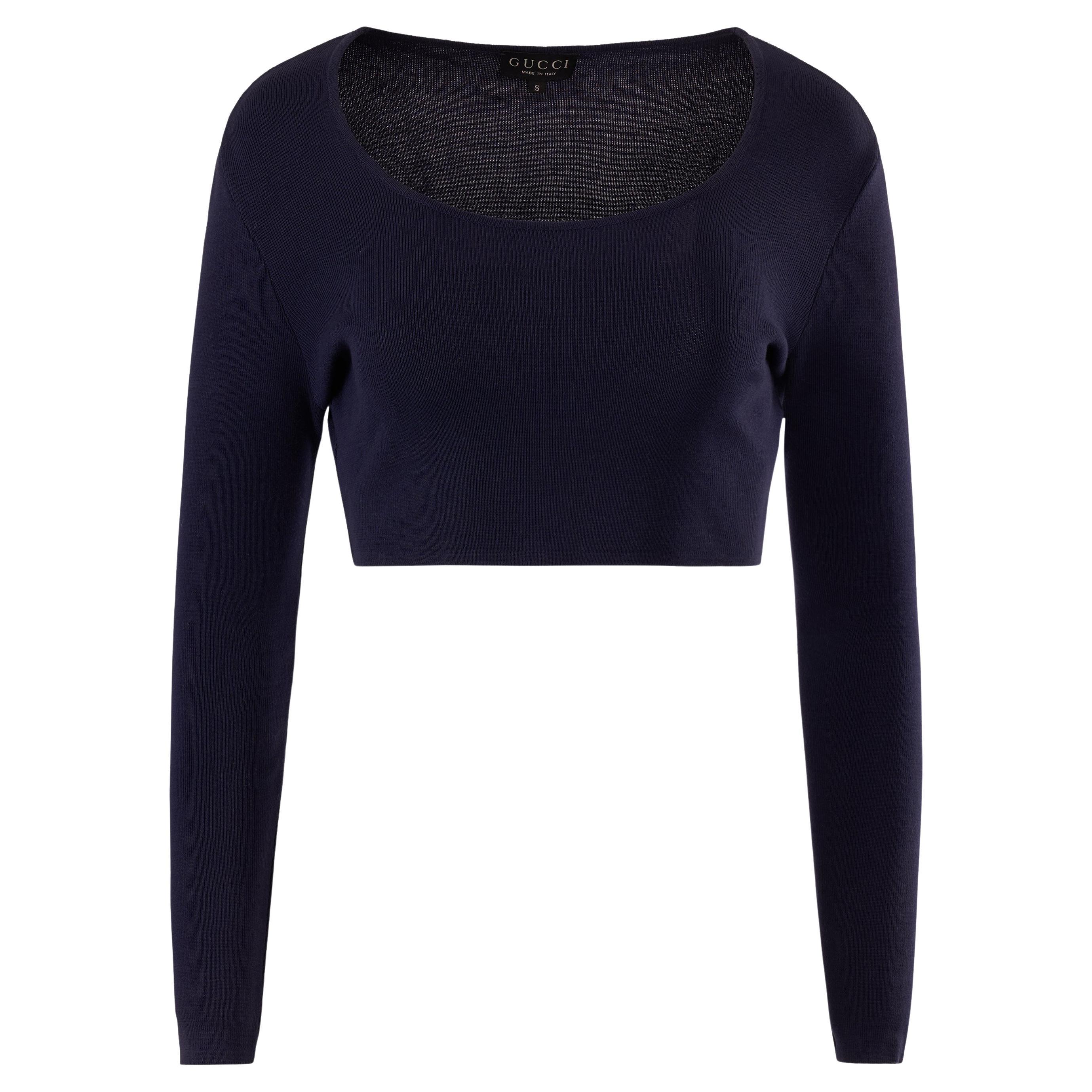 Vintage Gucci By Tom Ford 1994 Top blu a maniche lunghe
