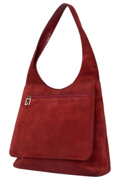 Vintage Gucci By Tom Ford 1997 GG Suede Red Shoulder Bag