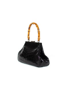 S/S 1995 Gucci by Tom Ford Bamboo Handle Alligator Bag Vintage