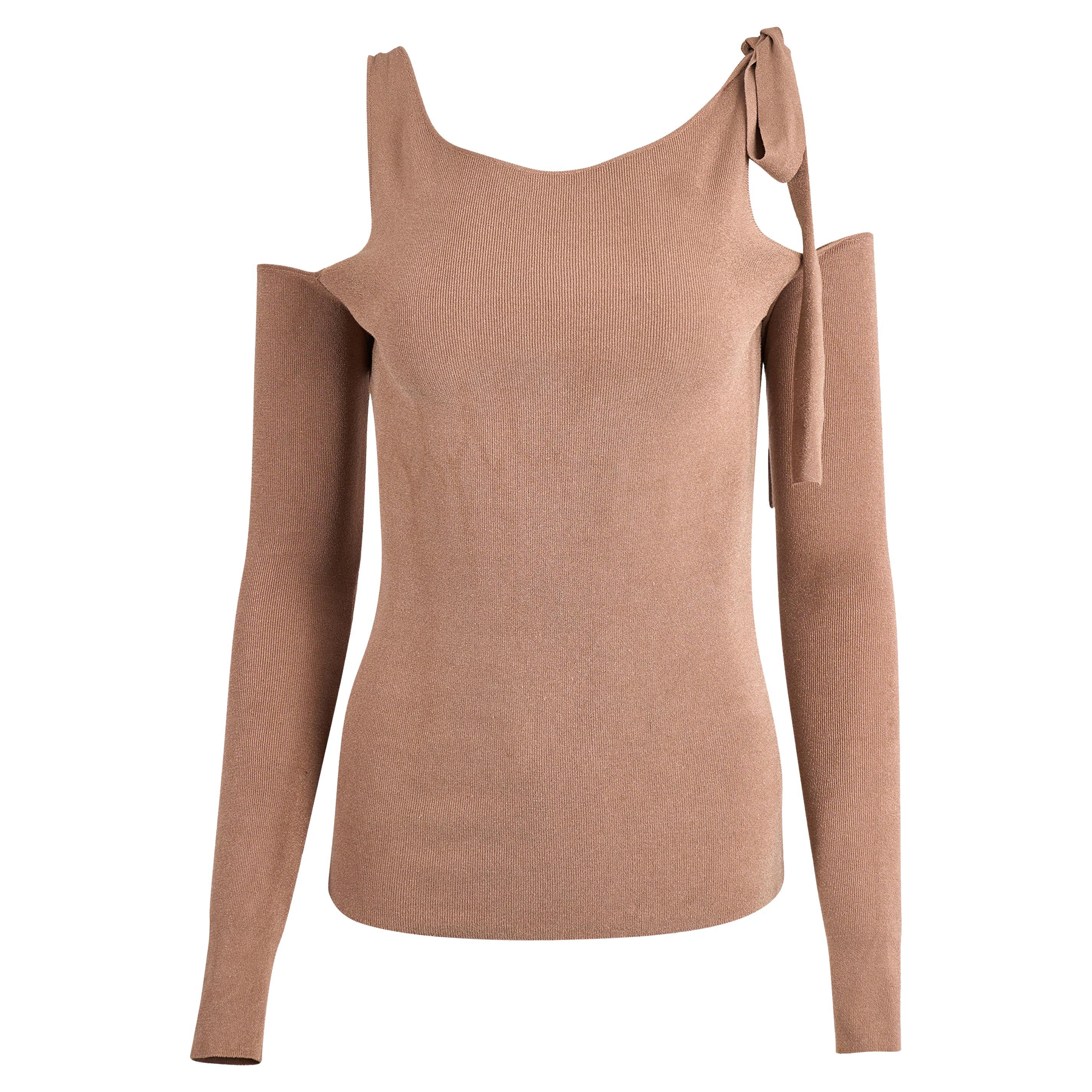 Top a spalla aperta vintage Gucci By Tom Ford Beige in vendita