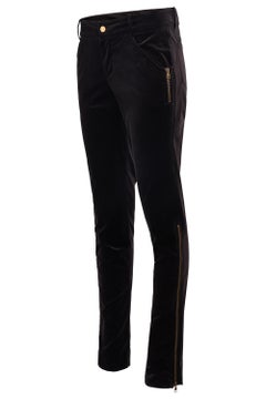 Vintage Gucci By Tom Ford F/W 2003 Black Velvet Zip Trousers