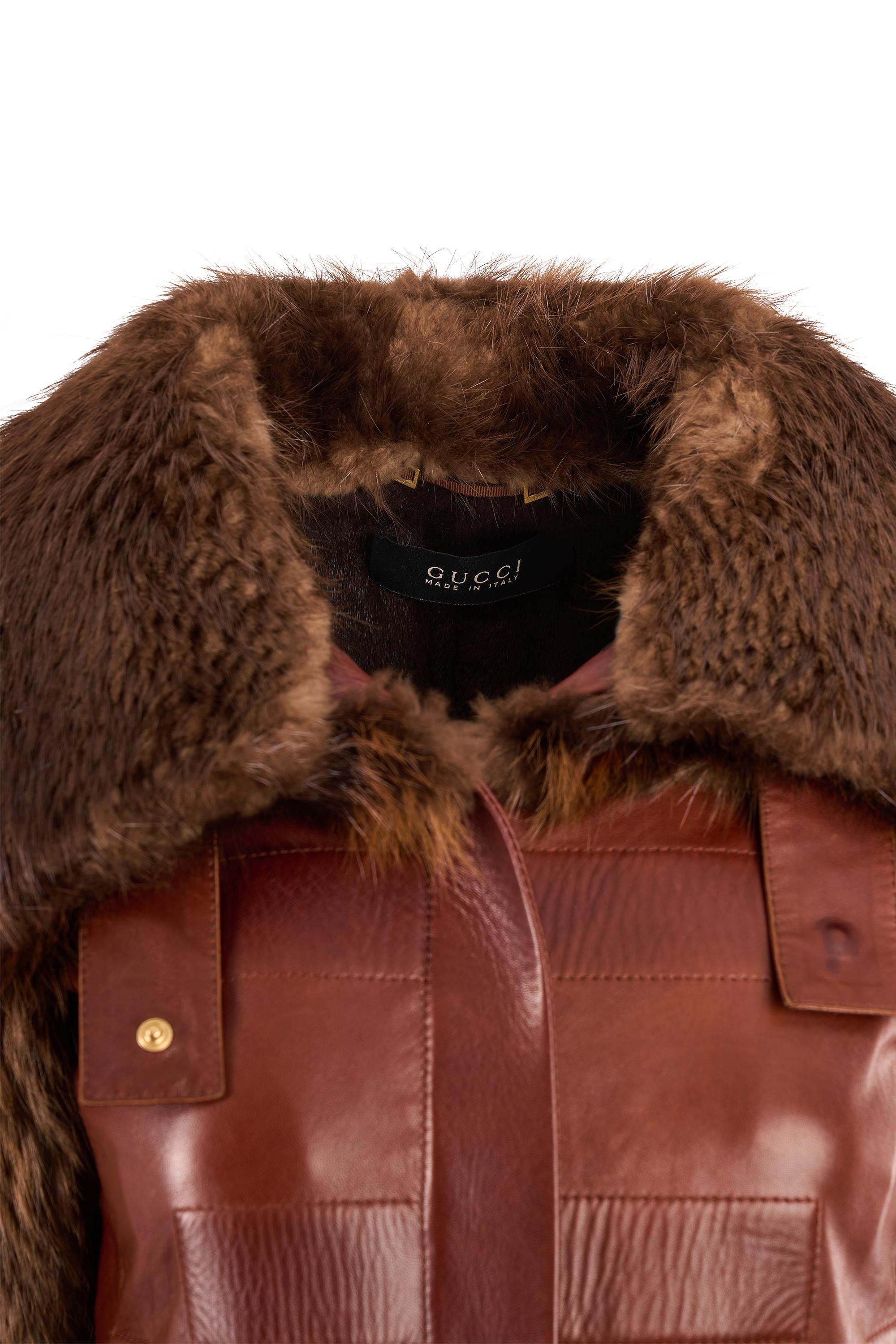 Vintage Gucci by Tom Ford F/W 2003 Lederpelzjacke im Zustand „Hervorragend“ im Angebot in London, GB