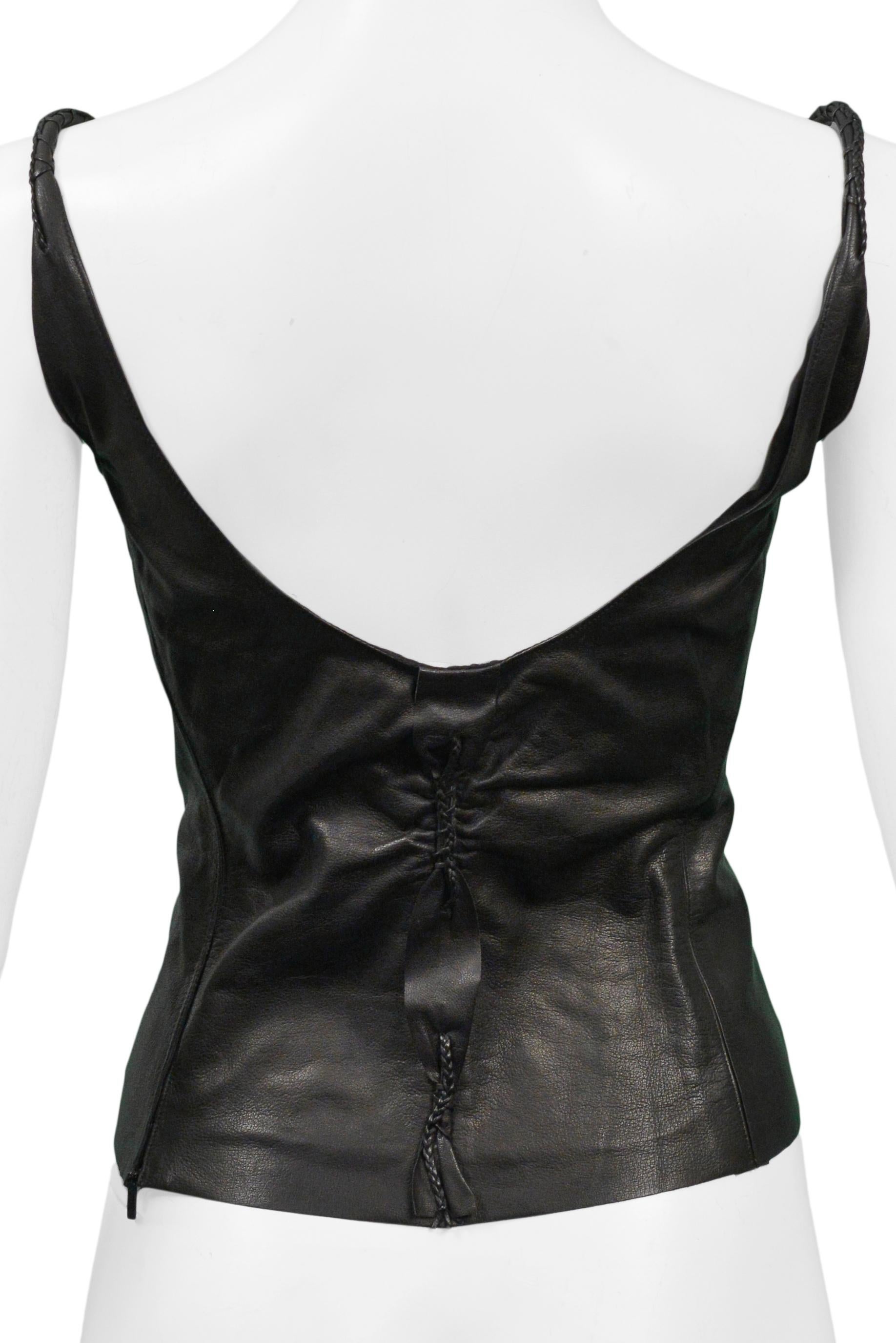 Black Vintage Gucci by Tom Ford Leather Tank Top 