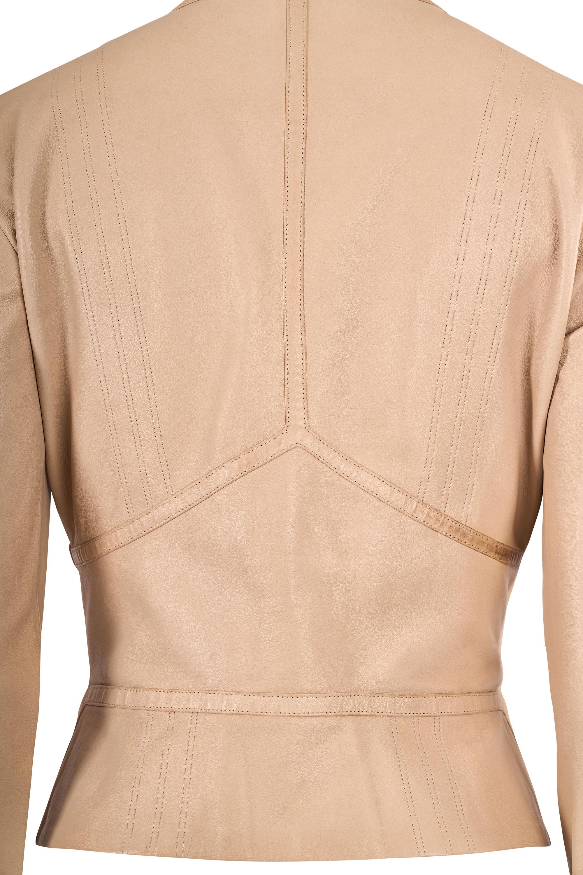 Vintage Gucci By Tom Ford Nude Leather Jacket In Excellent Condition For Sale In London, GB