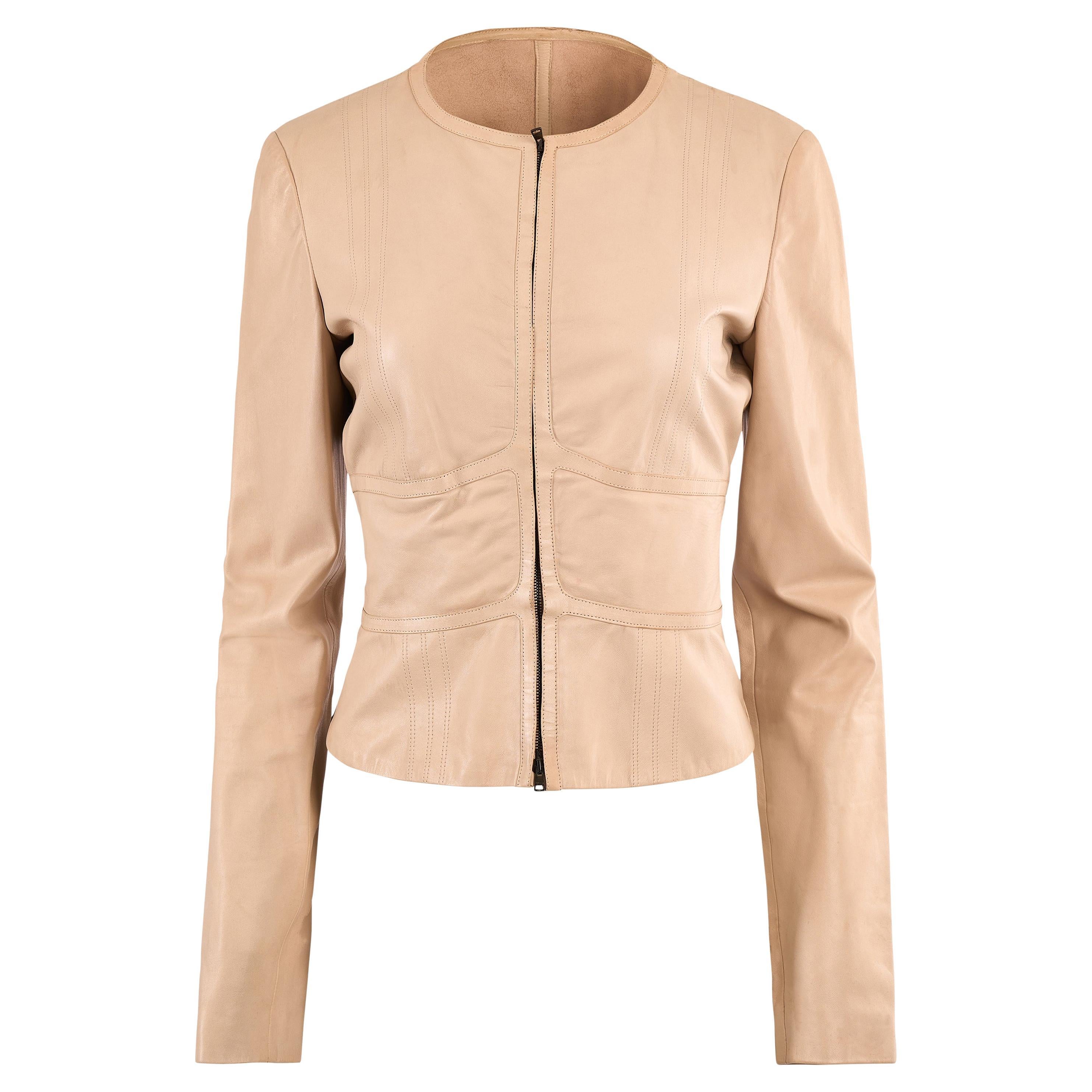 Vintage Gucci By Tom Ford Nude Leather Jacket For Sale
