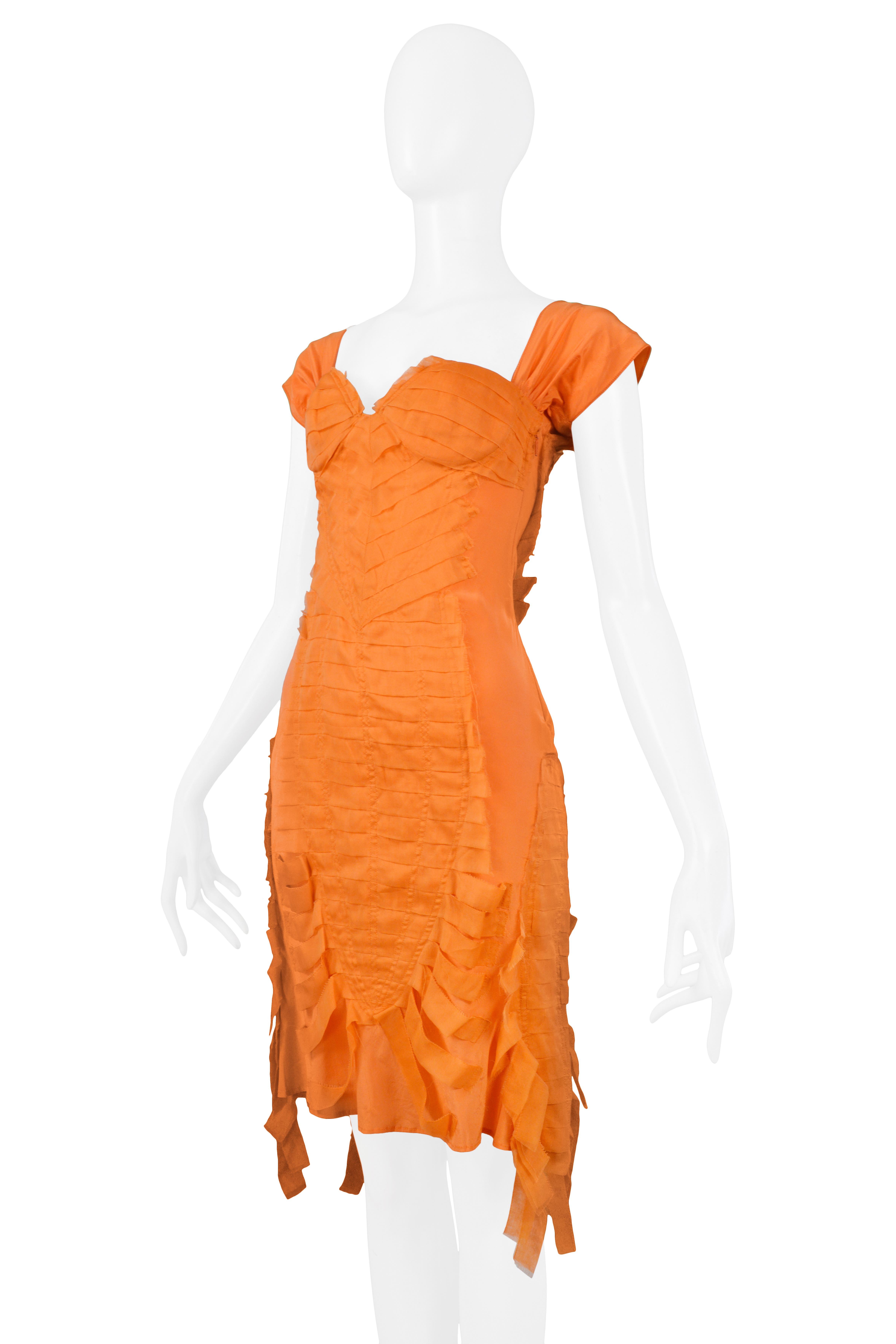 Vintage Gucci by Tom Ford Orange Silk Cocktail Dress  Runway 2004 In Excellent Condition For Sale In Los Angeles, CA