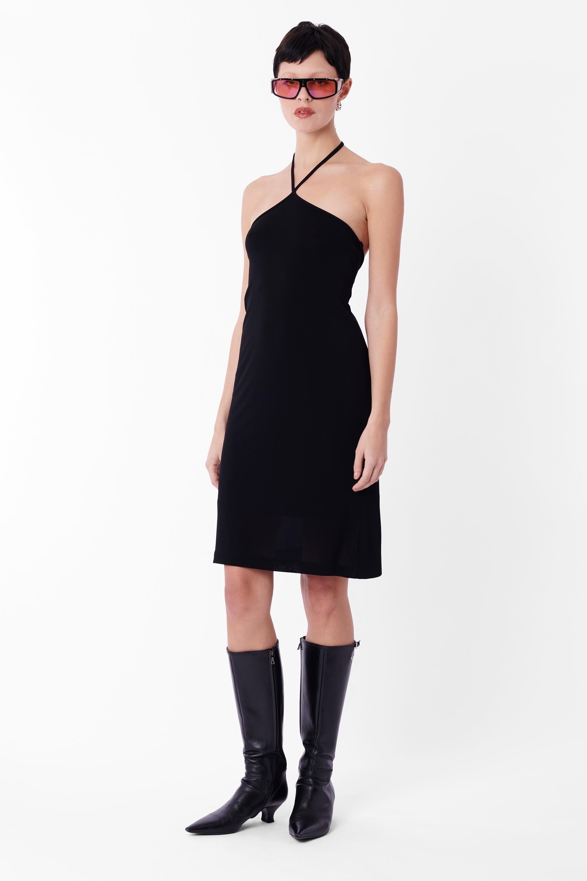 Vintage Gucci by Tom Ford S/S 1998 Mini Vestido Negro Halter en venta 1