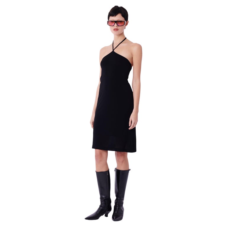 collared black mini dress English Factory