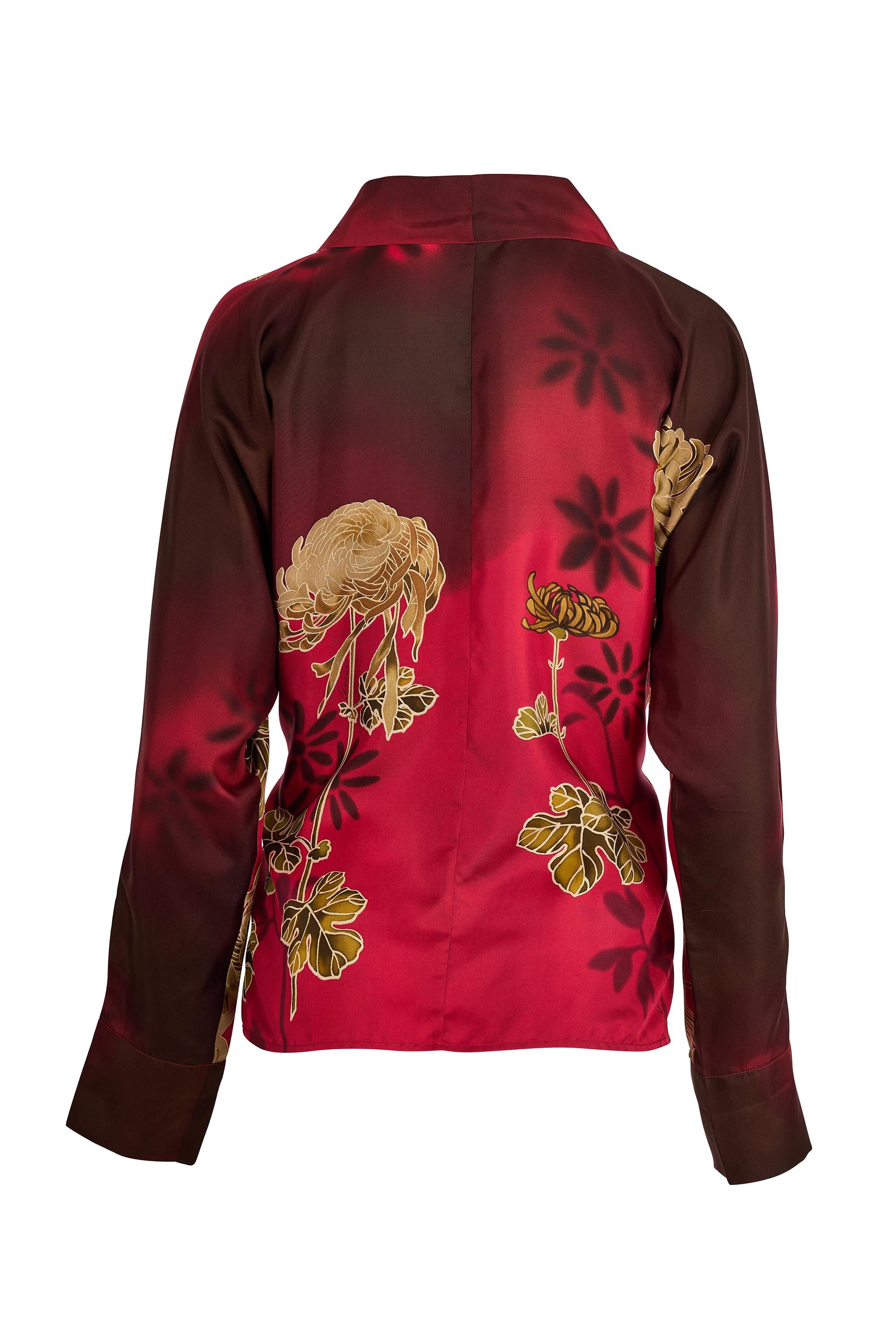 Vintage Gucci by Tom Ford S/S 2001 Floral Red Silk Kimono For Sale 1