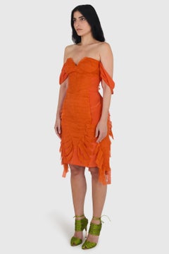 Vintage Gucci By Tom Ford S/S 2004 Orange Silk Dress