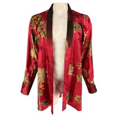 Vintage GUCCI by TOM FORD SS 2001 Size L Red Gold Silk Tunic Long Sleeve Shirt