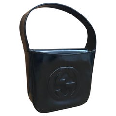 1990s Vintage GUCCI Mini Hobo Handbag Calfskin Leather Black 