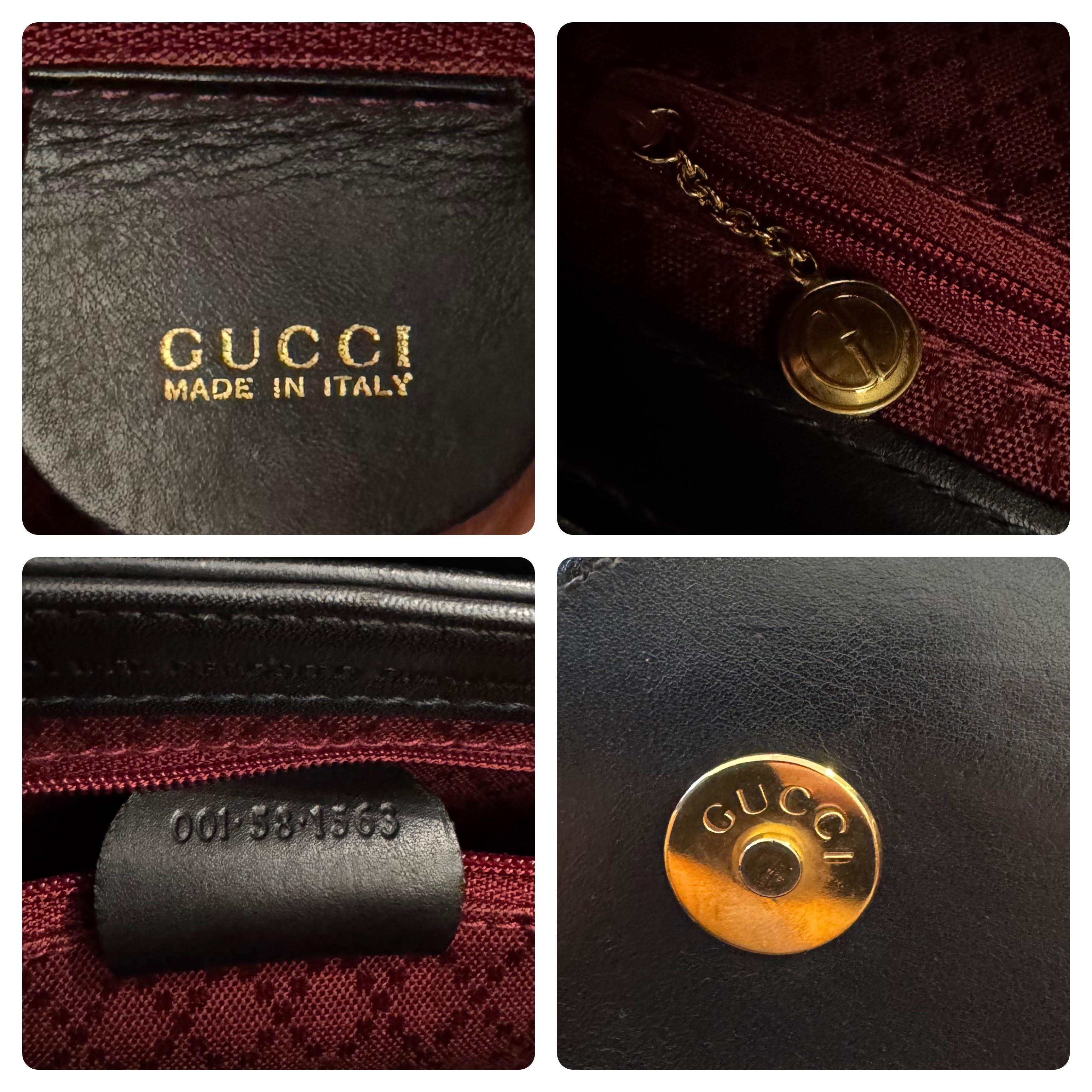 Vintage GUCCI Leather Calfskin Saddle Camera Bag Unisex Mens Black 1