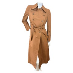 Vintage Gucci Camel Belted Trench Coat with Silk Equestrian Lining