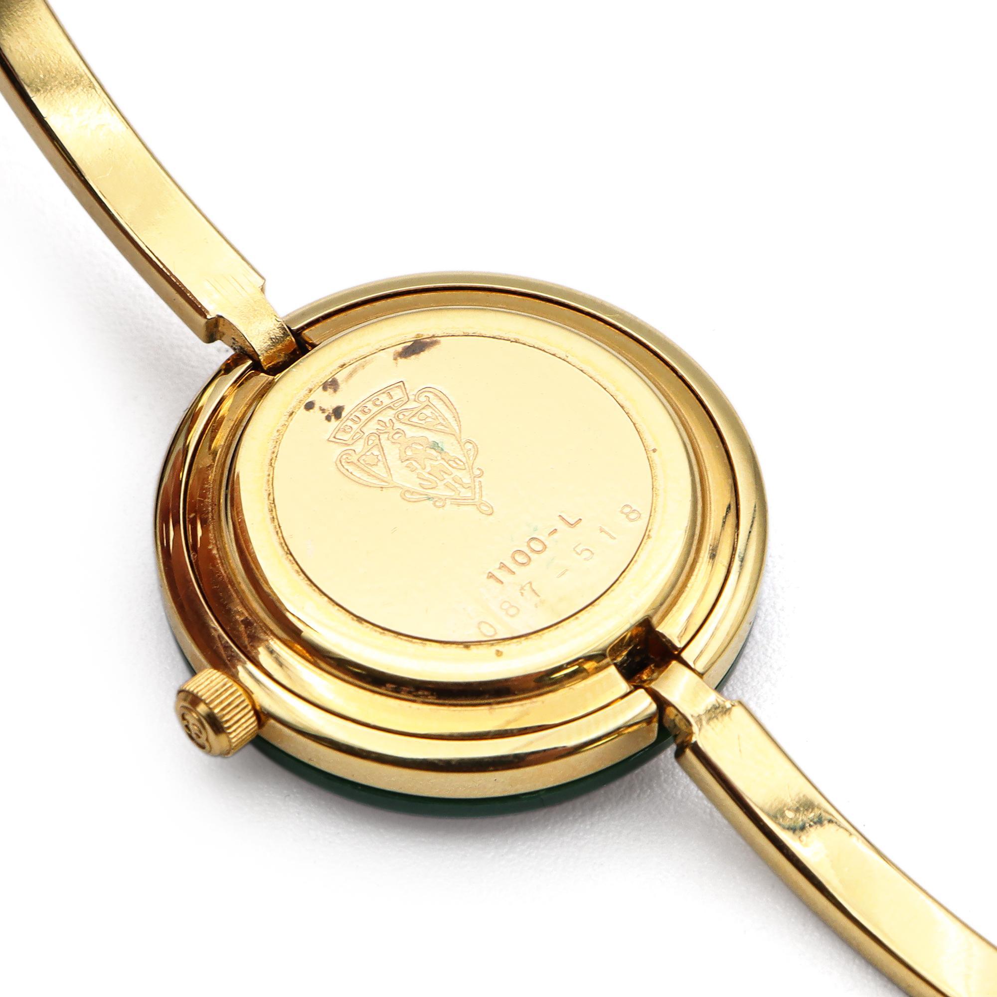 Vintage Gucci Change Bezel 1100-L Gold Plated Women's Quartz Watch + Box & Paper 2