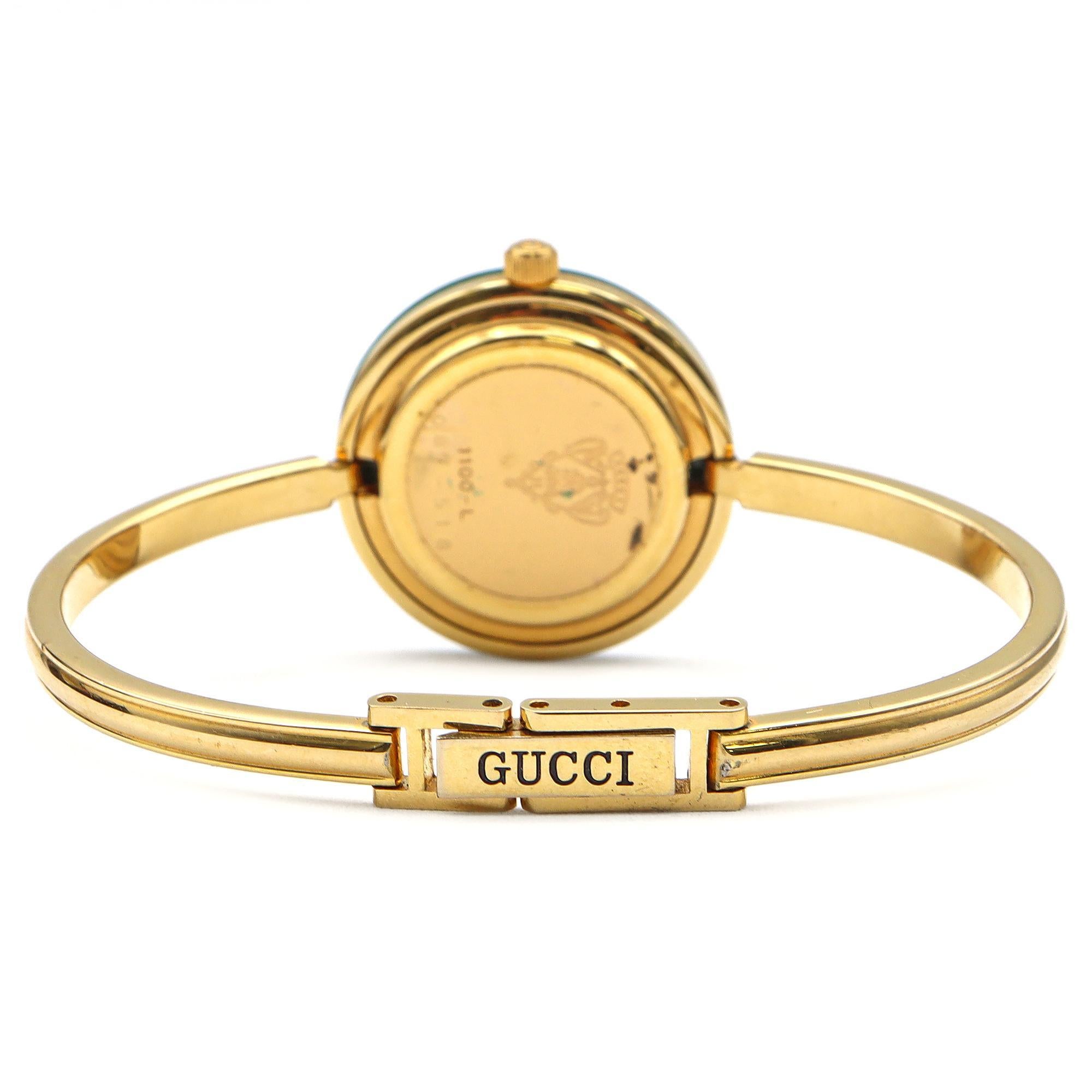 Vintage Gucci Change Bezel 1100-L Gold Plated Women's Quartz Watch + Box & Paper 3