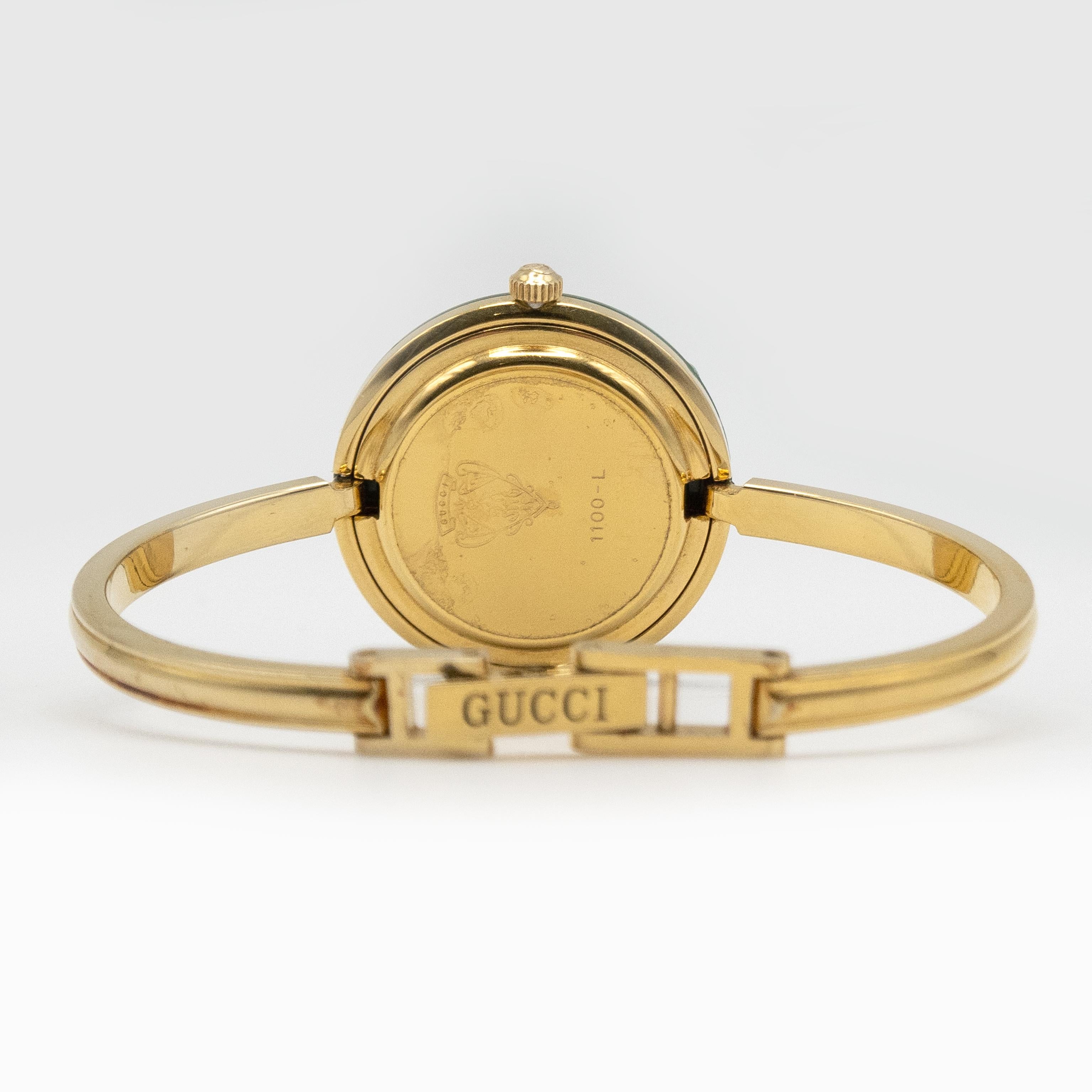Vintage Gucci Change Bezel Gold Plated Bangle Watch Timepiece Complete Set en venta 5