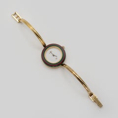 Vintage Gucci Change Bezel Gold Plated Bangle Watch Timepiece Complete Set