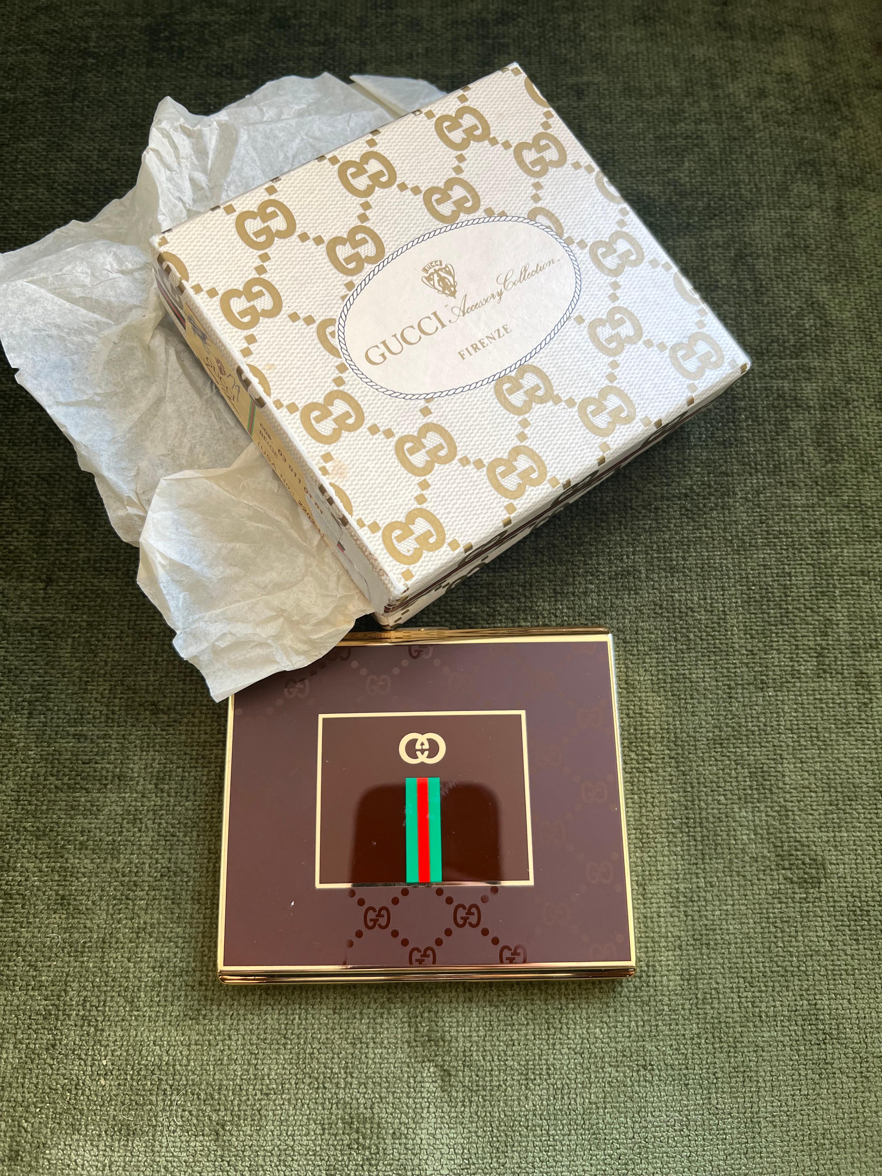 Vintage “Gucci” Chic Retro Cigarette Case, Circa 1980s Original Gucci Box Case In Excellent Condition In New York, NY
